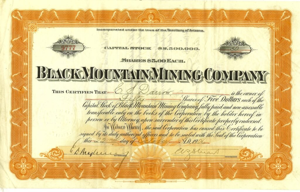 CLARENCE DARROW, BUYS STOCK IN AN ARIZONA MINING COMPANY signed document for sale Historic