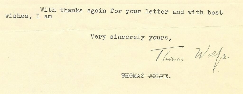 Thomas Wolfe — you can’t go home again. - Historic Autographs ...